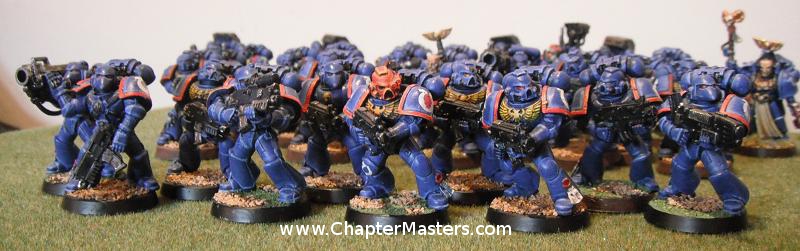 Spacemarine Tactical Squad 1998 plastics box set painted Ultramarine Thrid Company